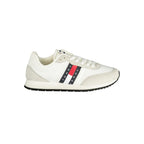 Tommy Hilfiger white polyurethane men's sneaker with sleek design and rubber sole, featuring brand logo detail.