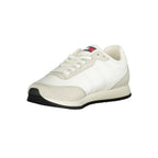 Tommy Hilfiger white polyurethane men's sneaker with sleek design and subtle branding, casual and stylish footwear for men.