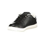 Tommy Hilfiger black polyurethane men's sneaker with sleek design and white sole, stylish athletic footwear for casual wear.