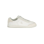 Calvin Klein white polyester men's sneaker with sleek design and rubber sole, perfect for casual or athletic wear.