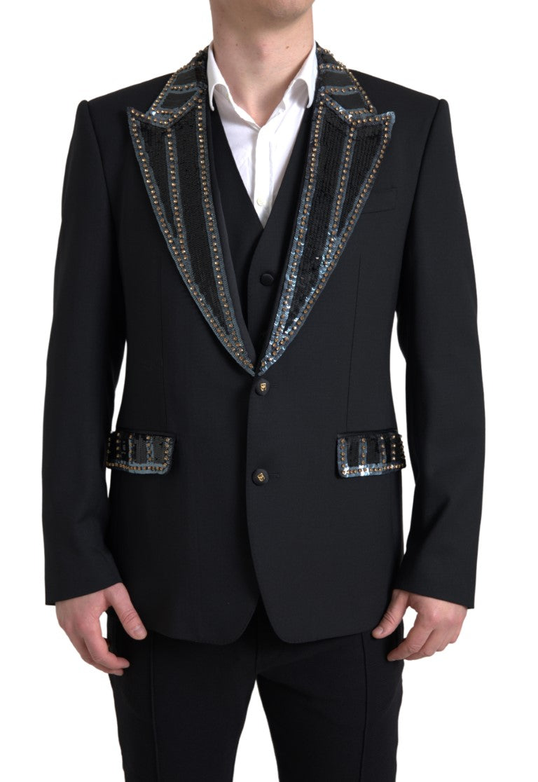 Dolce & Gabbana Black Wool Two-Piece Suit Dolce & Gabbana