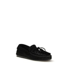 Black calf leather Isabel Marant Bos Taurus slip-on loafers with sleek design and rounded toes, perfect for casual or stylish wear.