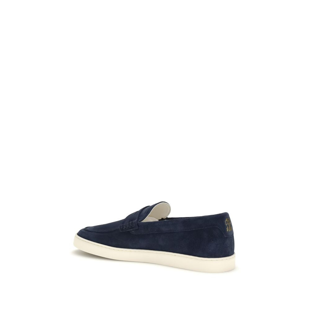 Brunello Cucinelli Blue Calf Leather Bos Taurus Slip-On Loafers Brunello Cucinelli