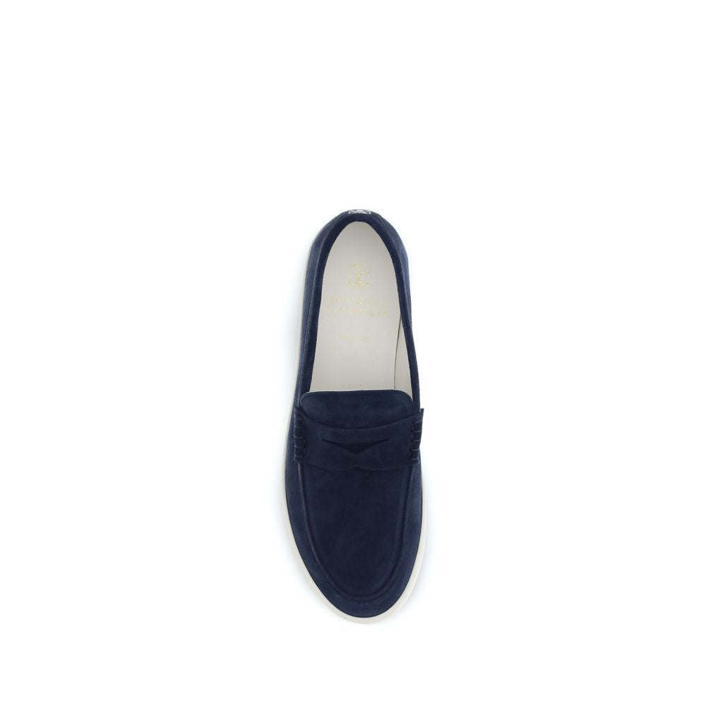 Brunello Cucinelli Blue Calf Leather Bos Taurus Slip-On Loafers Brunello Cucinelli