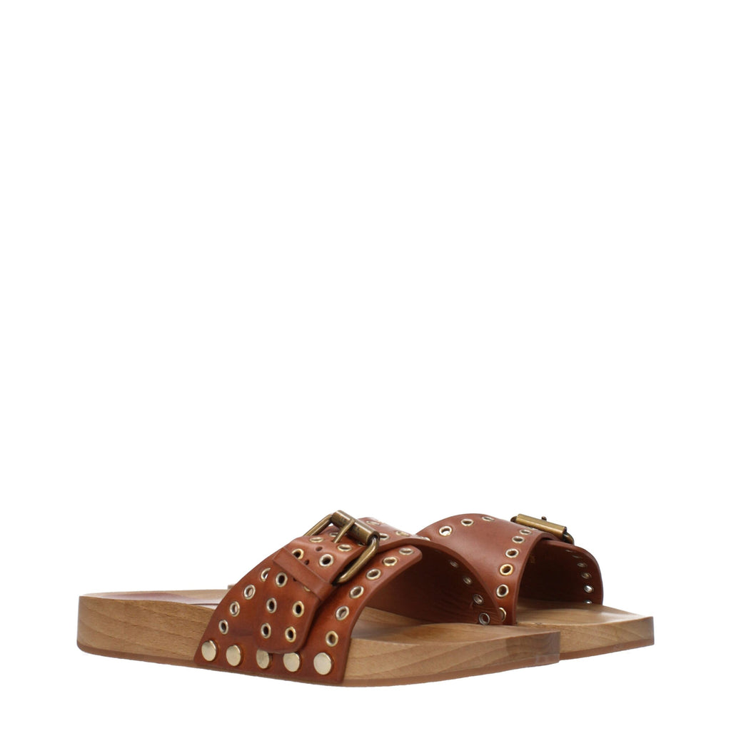 Isabel Marant Brown Leather Slippers Isabel Marant
