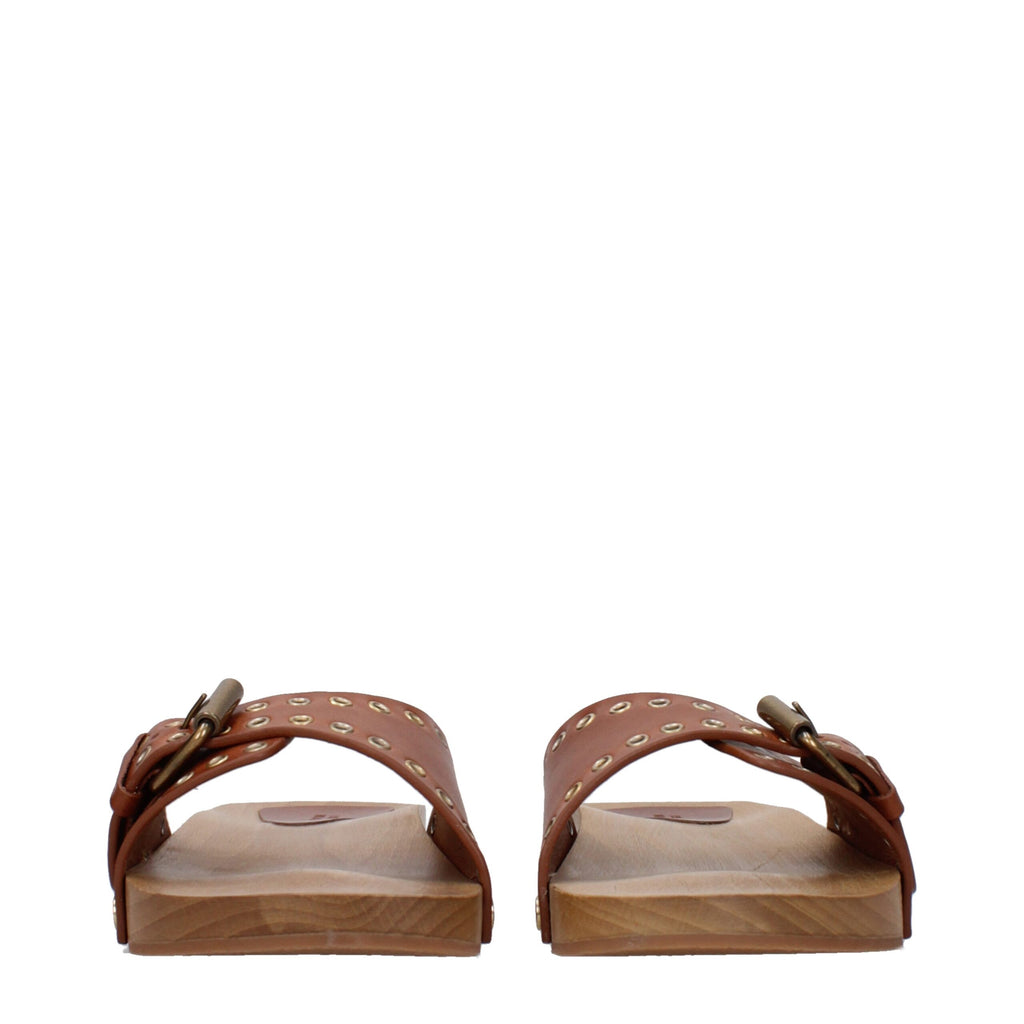 Isabel Marant Brown Leather Slippers Isabel Marant