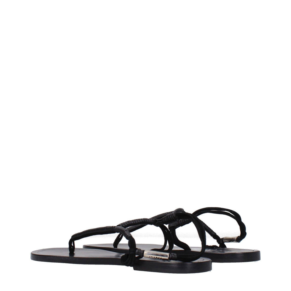 Isabel Marant Black Leather Flip-Flop Sandals Isabel Marant