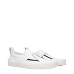 Valentino Garavani White Fabric Slip-On Loafers Valentino Garavani