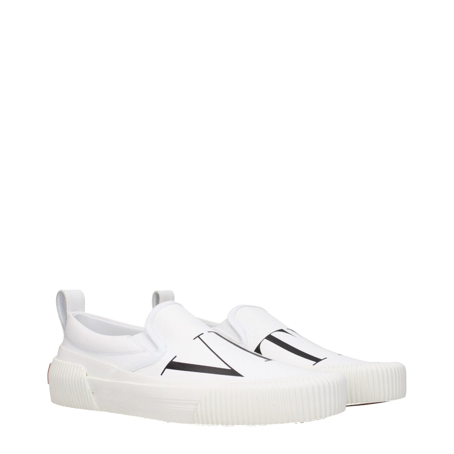 Valentino Garavani White Fabric Slip-On Loafers Valentino Garavani