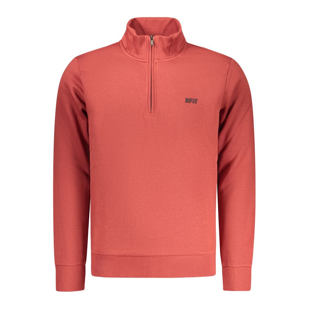 Red cotton men's sweatshirt by Rifle featuring a classic design and comfortable fit.