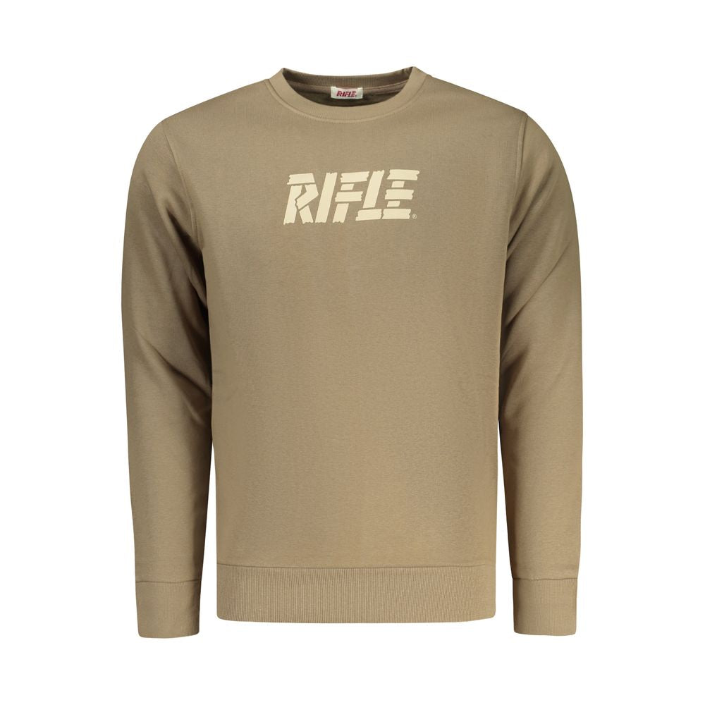Rifle brown cotton men's sweatshirt with a crew neck and long sleeves, casual and comfortable for everyday wear.