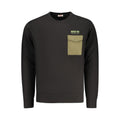 Black cotton men's sweatshirt by Rifle featuring a relaxed fit and crew neckline, perfect for casual wear.