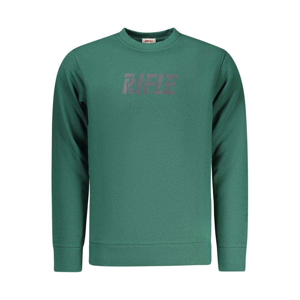 Green Cotton Rifle men's sweatshirt with a relaxed fit and ribbed cuffs, featuring the Rifle logo on the front.