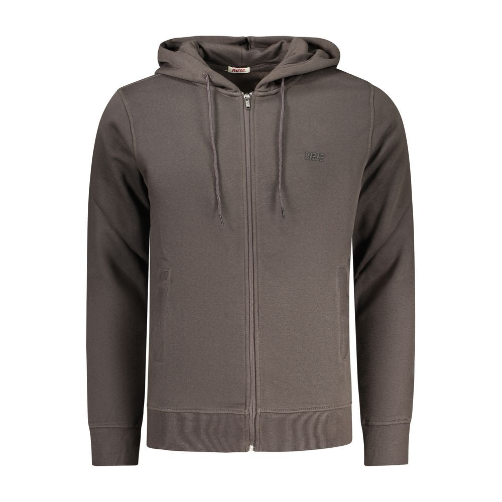 Rifle Grigio Cotton Men's Hoodie displayed on a hanger, featuring a casual fit and soft fabric in light gray color.