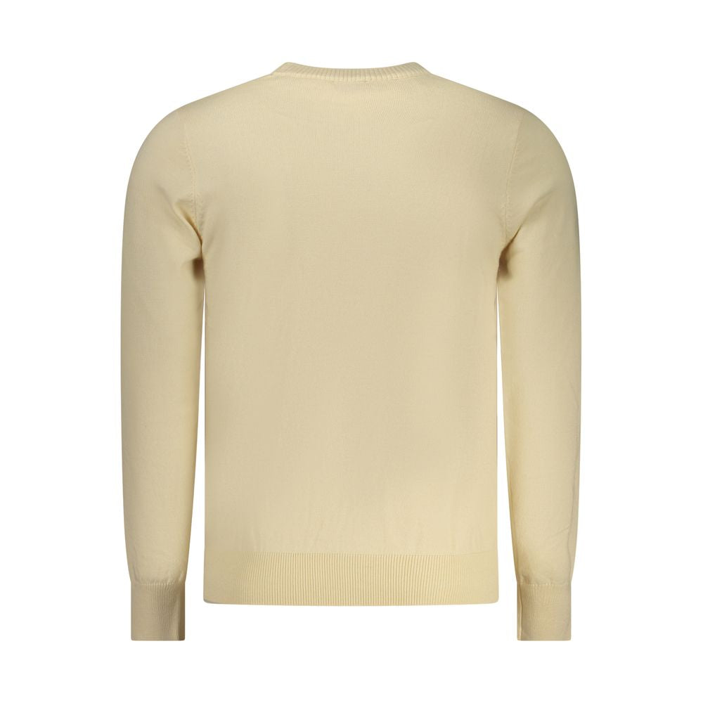 Beige Rifle men's polyester sweater with a crew neck and long sleeves, displayed on a neutral background.