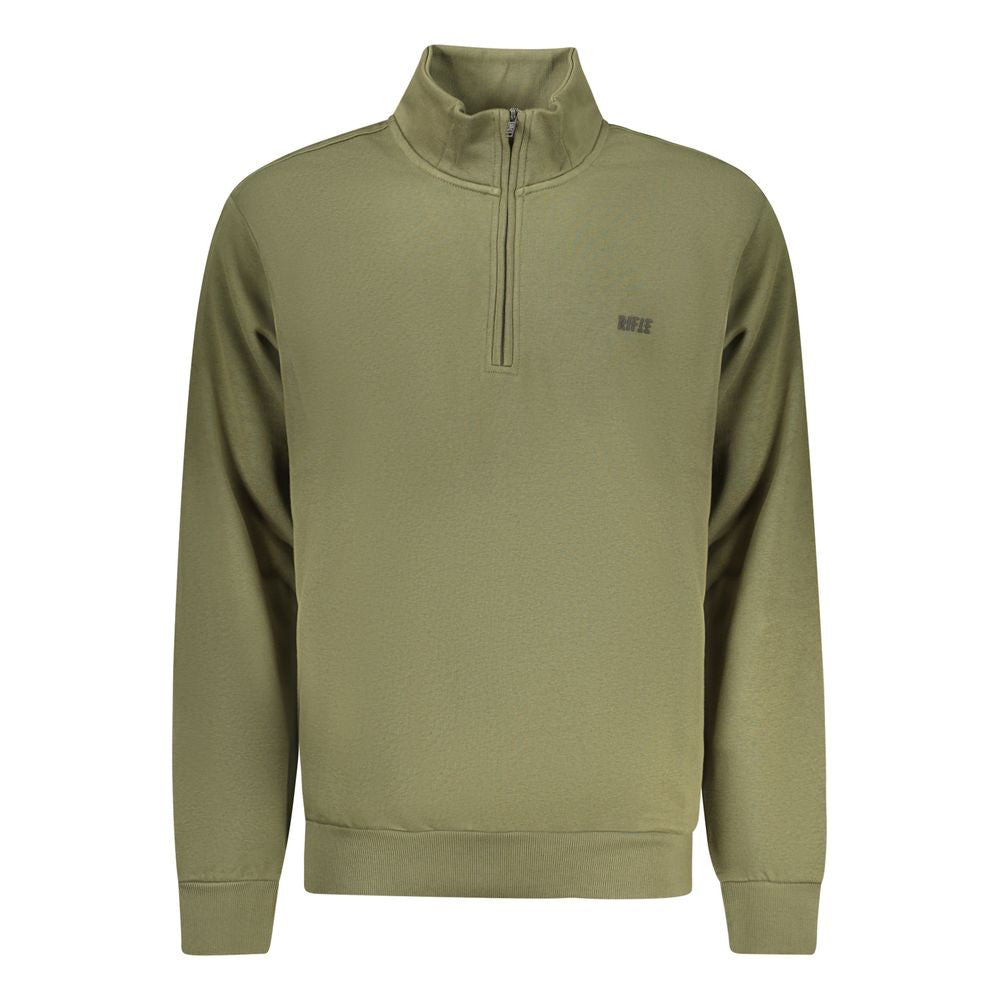 Green Rifle Cotton Men's Sweatshirt with ribbed cuffs and crew neck, casual apparel for everyday wear.