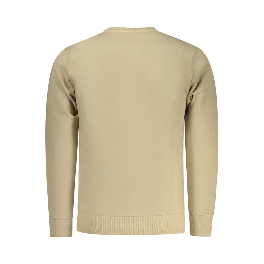 Beige Rifle cotton men's sweatshirt with a relaxed fit and crew neckline, casual style for everyday wear.