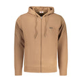 Rifle Marrone cotton men's hoodie with a relaxed fit, front pocket, and adjustable drawstrings, designed for casual wear.