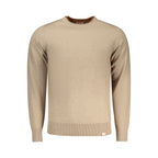 Beige Rifle men's polyester sweater with a crew neck and long sleeves, displayed on a neutral background.