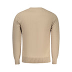 Beige Rifle men's polyester sweater with a classic fit, featuring ribbed cuffs and neckline, displayed on a neutral background.