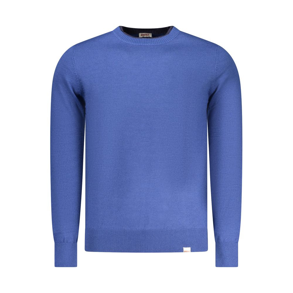 Rifle men's blue polyester sweater with a crew neck and long sleeves, casual knit design perfect for everyday wear.