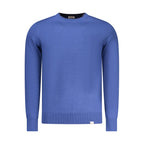 Rifle men's blue polyester sweater with a crew neck and long sleeves, casual knit design perfect for everyday wear.