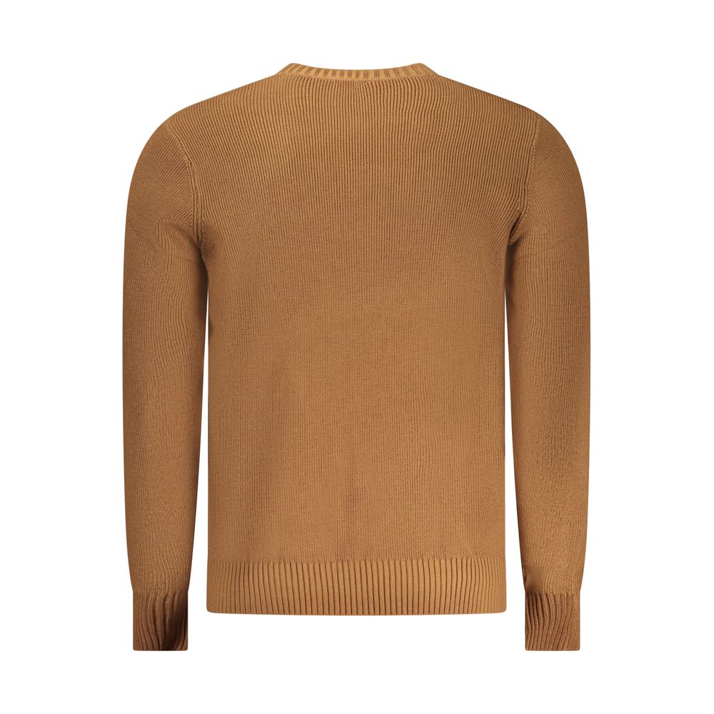 Brown men's viscose Rifle sweater with a crew neck and long sleeves, featuring a textured knit pattern.