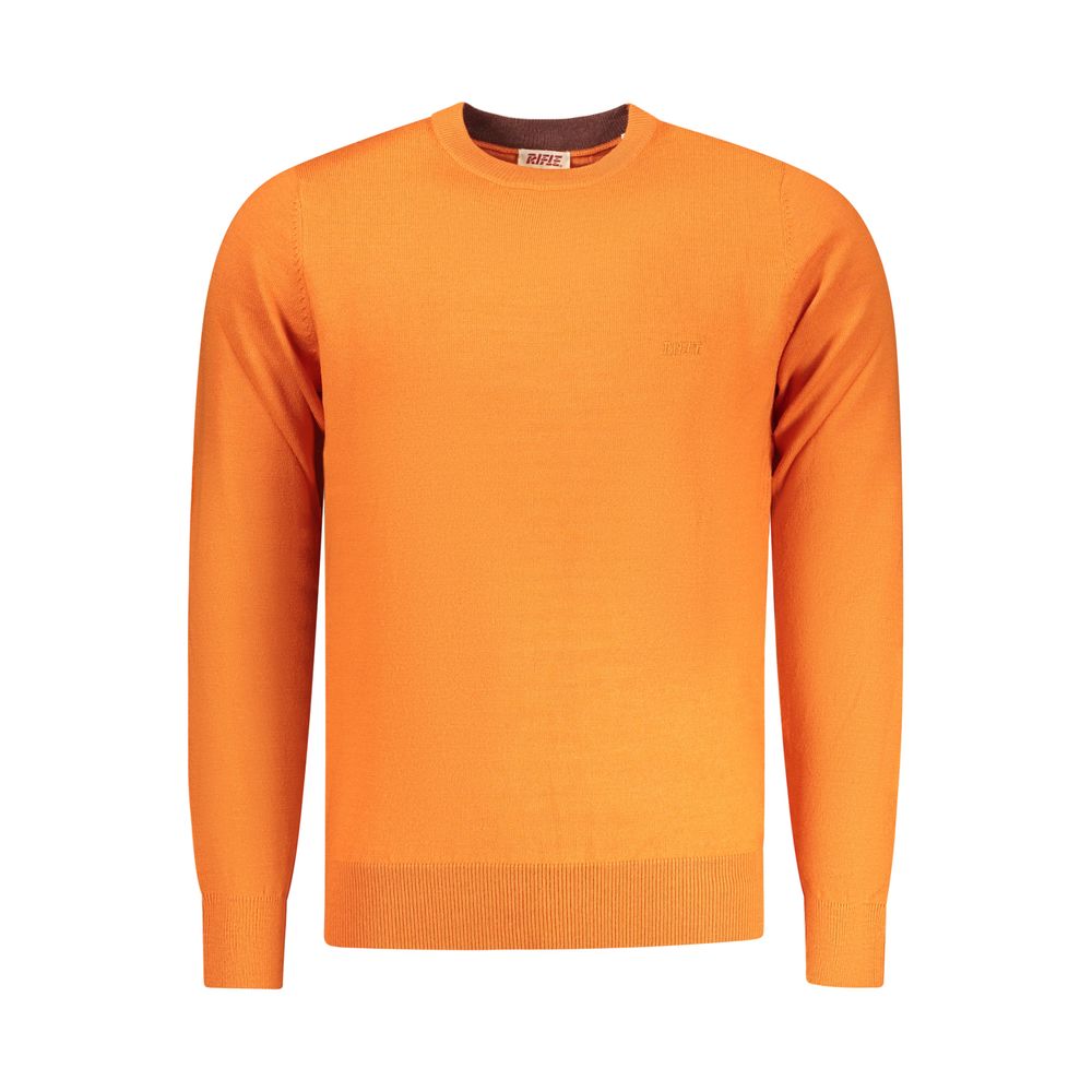 Rifle men's orange polyester sweater with a crew neck and long sleeves, featuring a casual, comfortable fit.