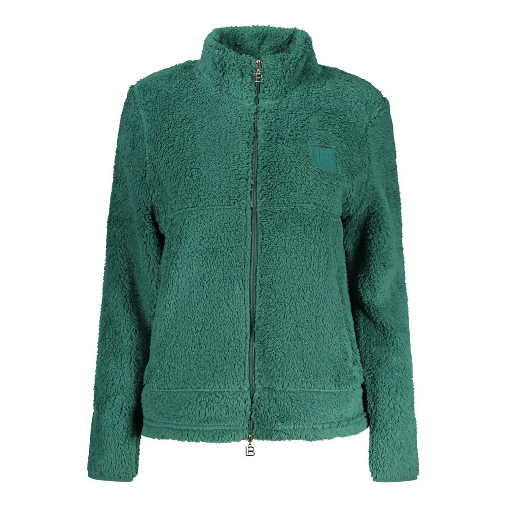 Laura Biagiotti Verde polyester women's sweatshirt with long sleeves and a relaxed fit, displayed on a hanger.