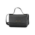 Mario Valentino black polyurethane women's bag with sleek design, featuring a structured shape and minimalist style.