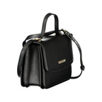 Black Mario Valentino women's bag made of polyurethane with sleek design and top handle, perfect for stylish everyday use.