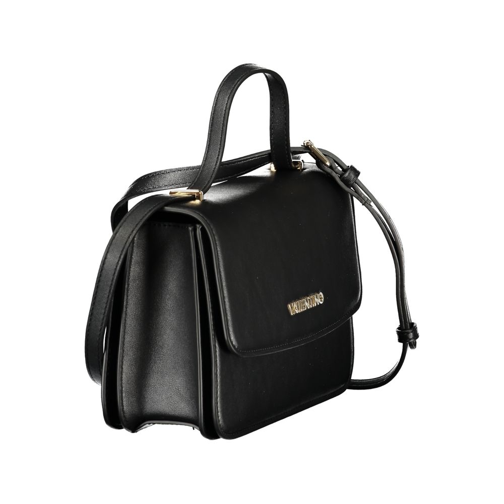 Black Mario Valentino women's bag made of polyurethane with sleek design and top handle, perfect for stylish everyday use.