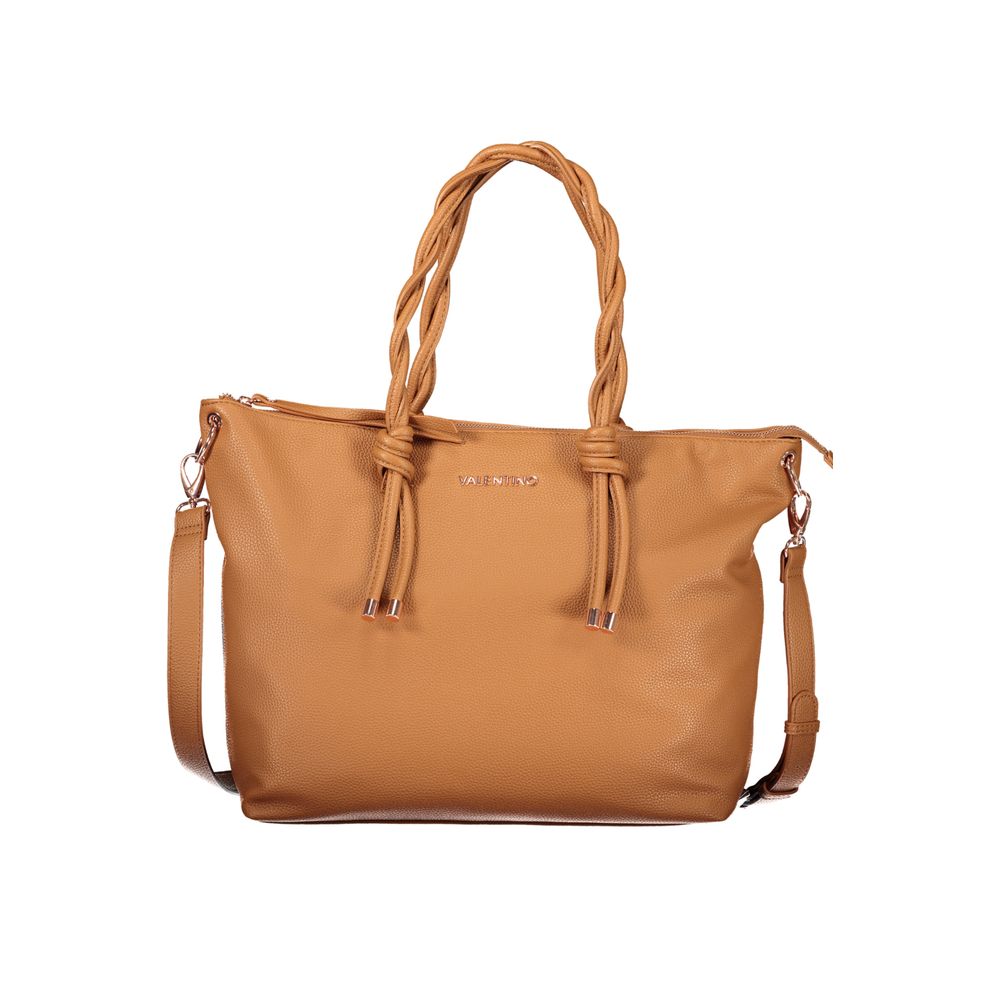 Brown Mario Valentino women's bag made of polyurethane with sleek design and top handle, perfect for stylish everyday use.