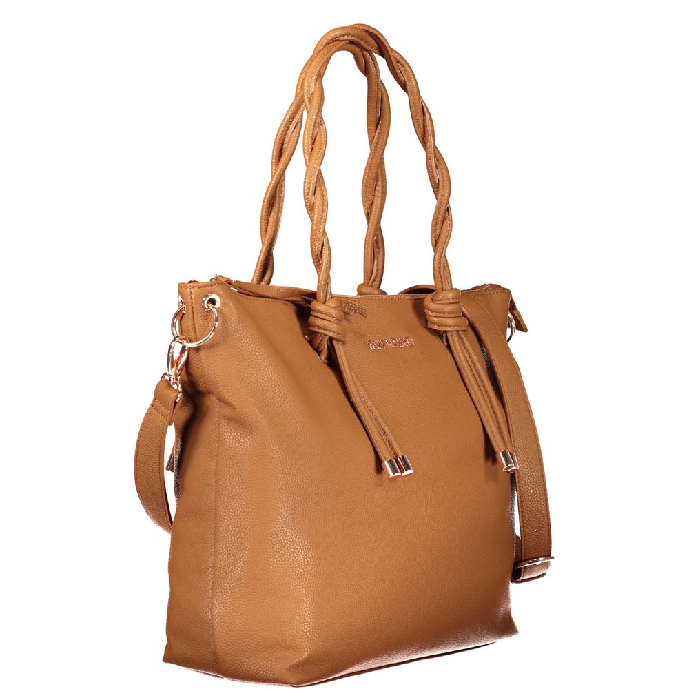 Mario Valentino brown polyurethane women's bag with stylish design and top handle, featuring a sleek, versatile look.