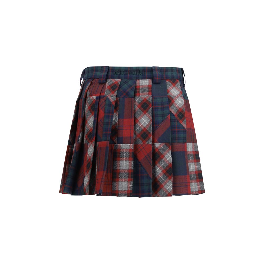Miu Miu Multicolor Fleece Wool Mini Skirt Miu Miu