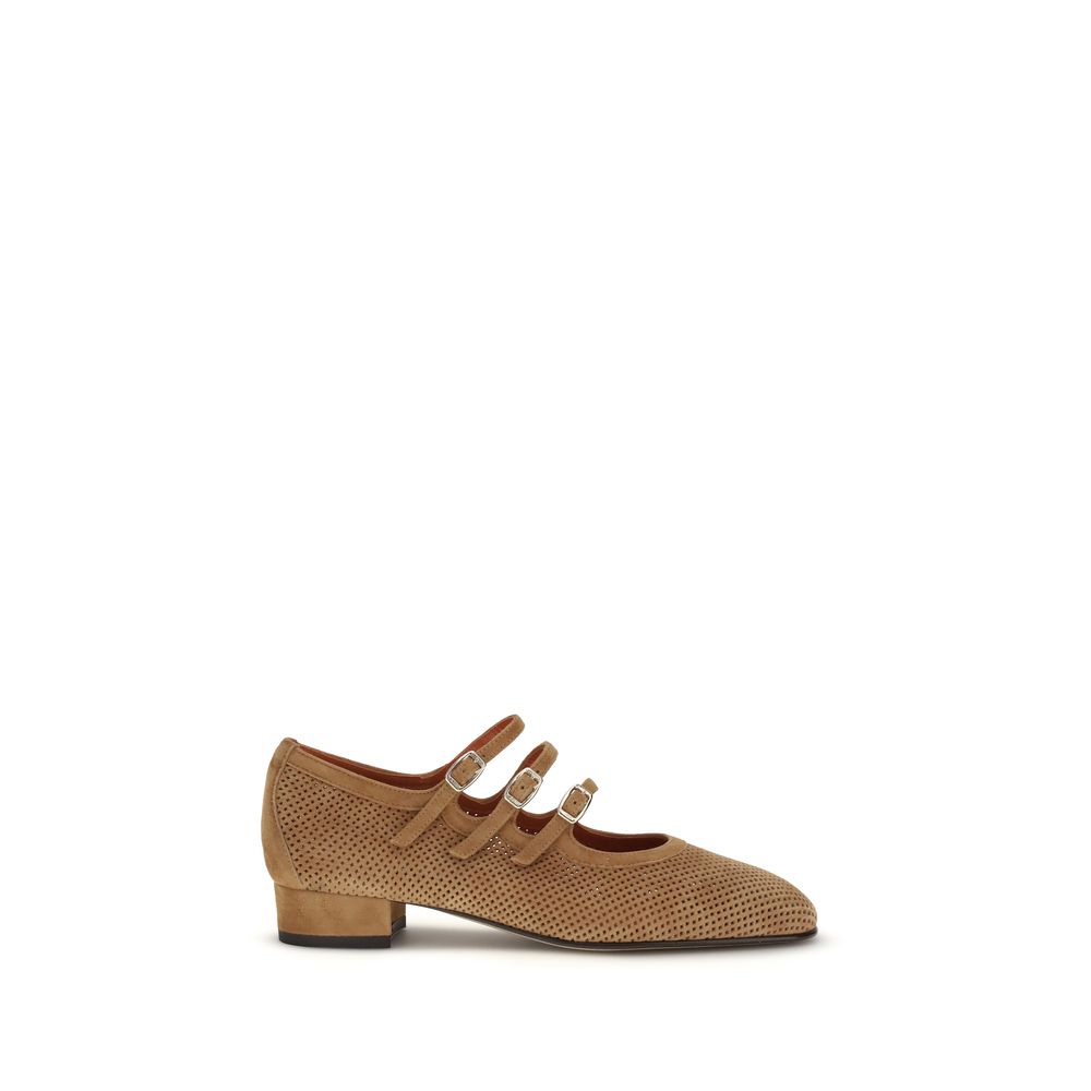 Carel Paris Beige Calf Leather Bos Taurus Ballet Flats Carel Paris