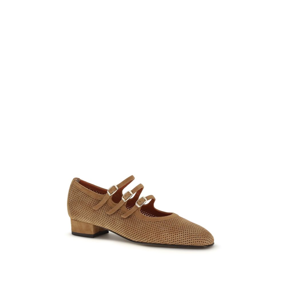 Carel Paris Beige Calf Leather Bos Taurus Ballet Flats Carel Paris