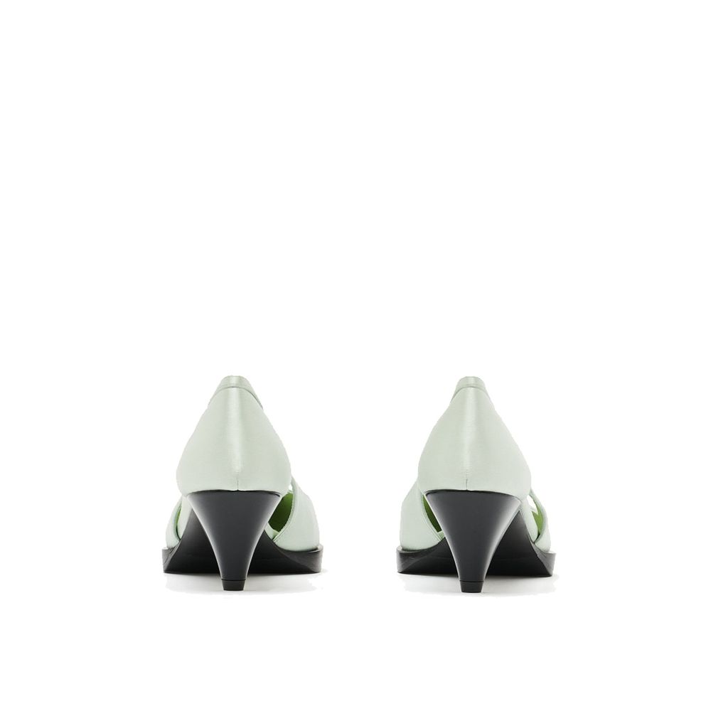 Prada bicolor silk mid heel pumps featuring elegant design and sleek silhouette, ideal for sophisticated footwear.