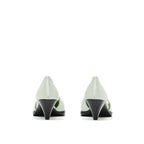 Prada bicolor silk mid heel pumps featuring elegant design and sleek silhouette, ideal for sophisticated footwear.