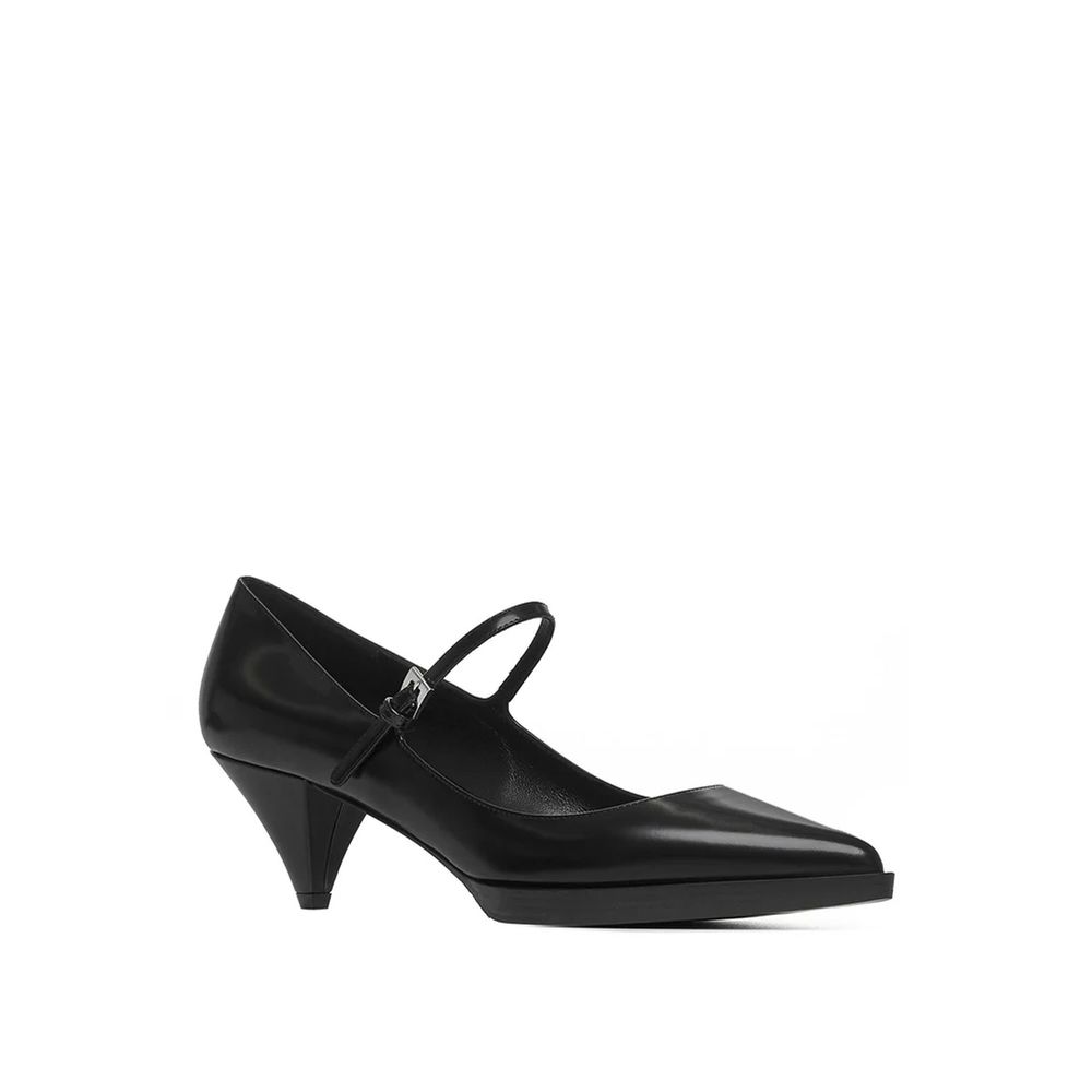 Prada black calfskin high heel pumps with pointed toes and sleek design, showcasing elegant footwear for women.