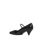 Black Prada calfskin high heel pumps with sleek pointed toes and stiletto heels, showcasing elegant footwear design.