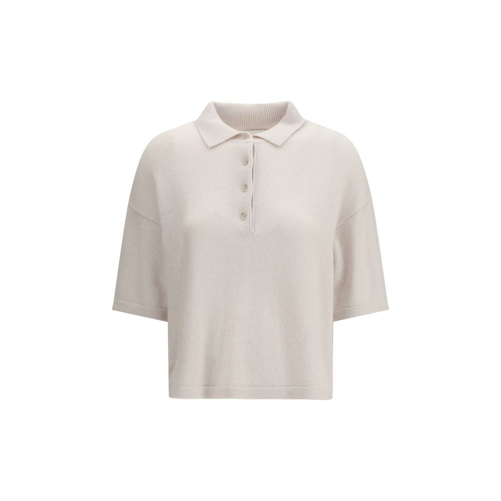 Allude Cream Cashmere Polo Shirt Allude