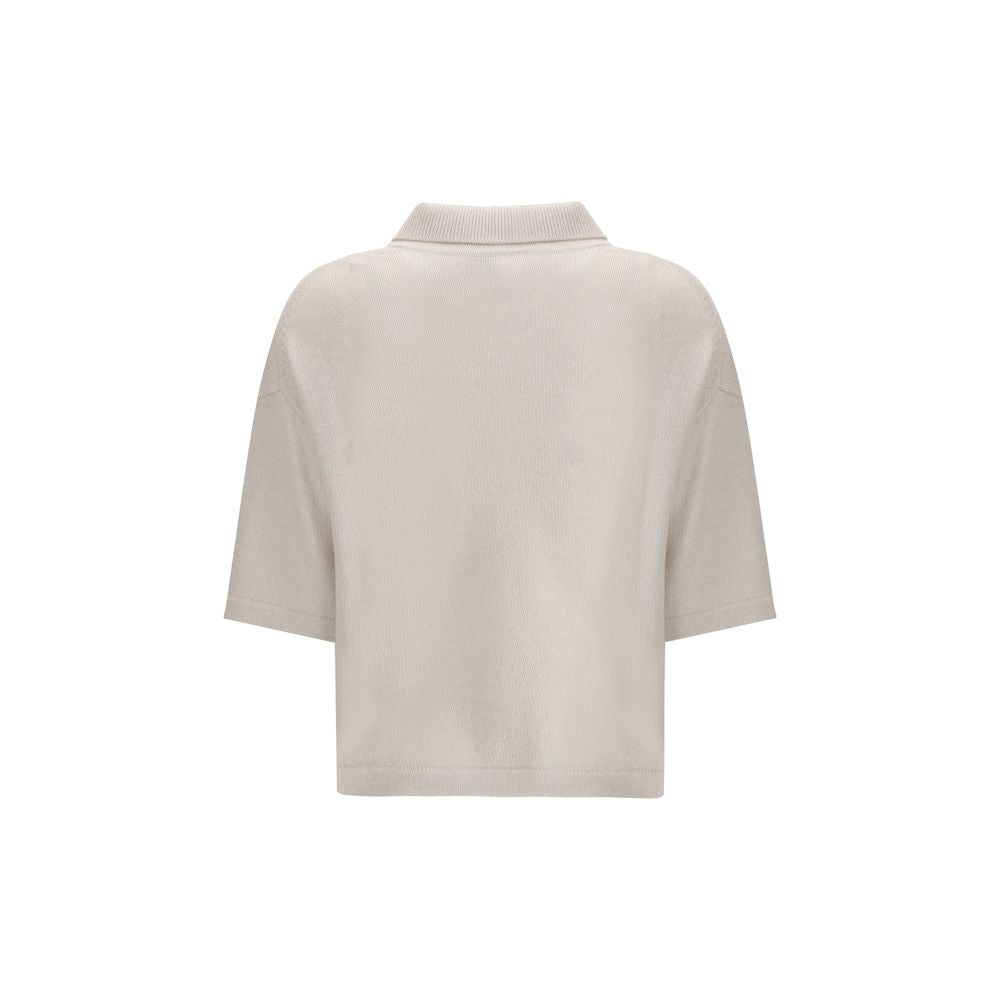 Allude Cream Cashmere Polo Shirt Allude