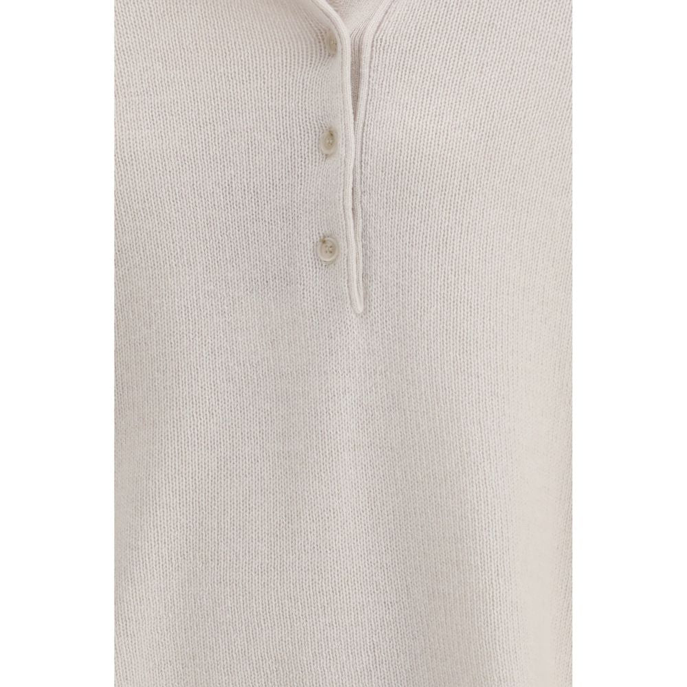 Allude Cream Cashmere Polo Shirt Allude