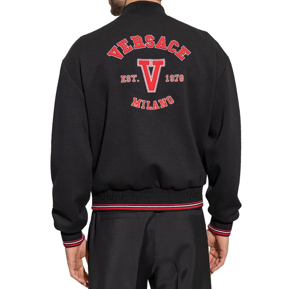 Versace Black Virgin Wool Bomber - Eljoys Fashion 
