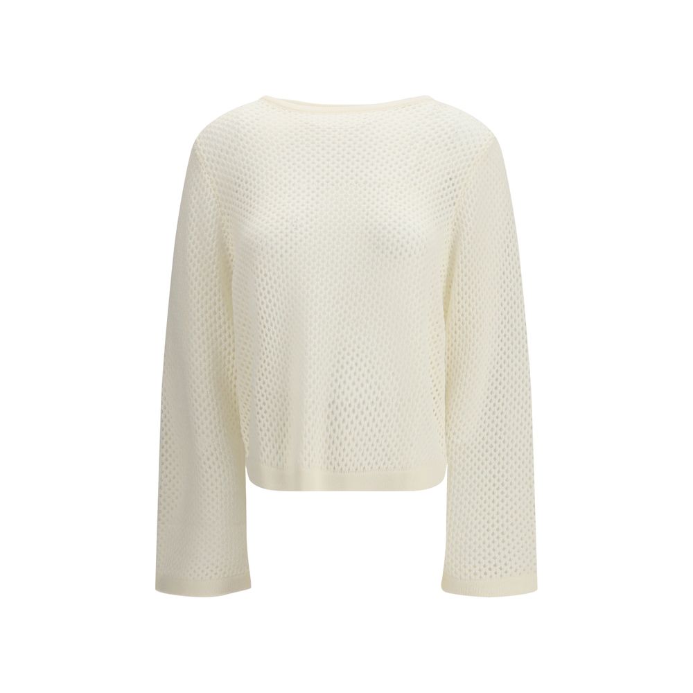 Allude White Fleece Wool Sweatshirt Allude