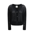 Allude Black Fleece Wool Cardigan Allude