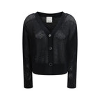 Allude Black Fleece Wool Cardigan Allude