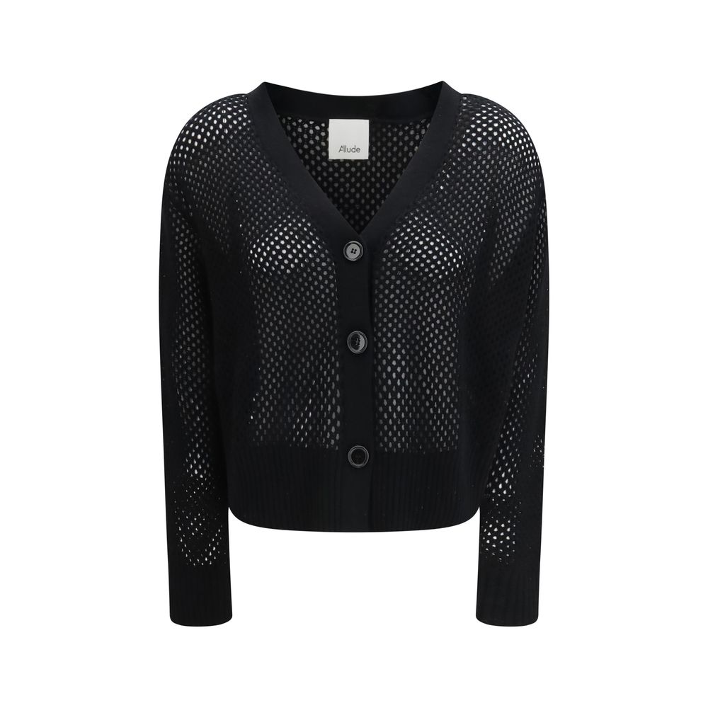 Allude Black Fleece Wool Cardigan Allude