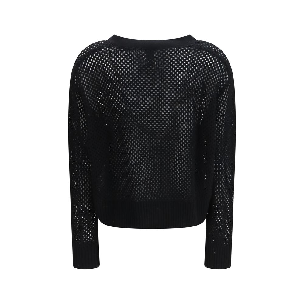 Allude Black Fleece Wool Cardigan Allude